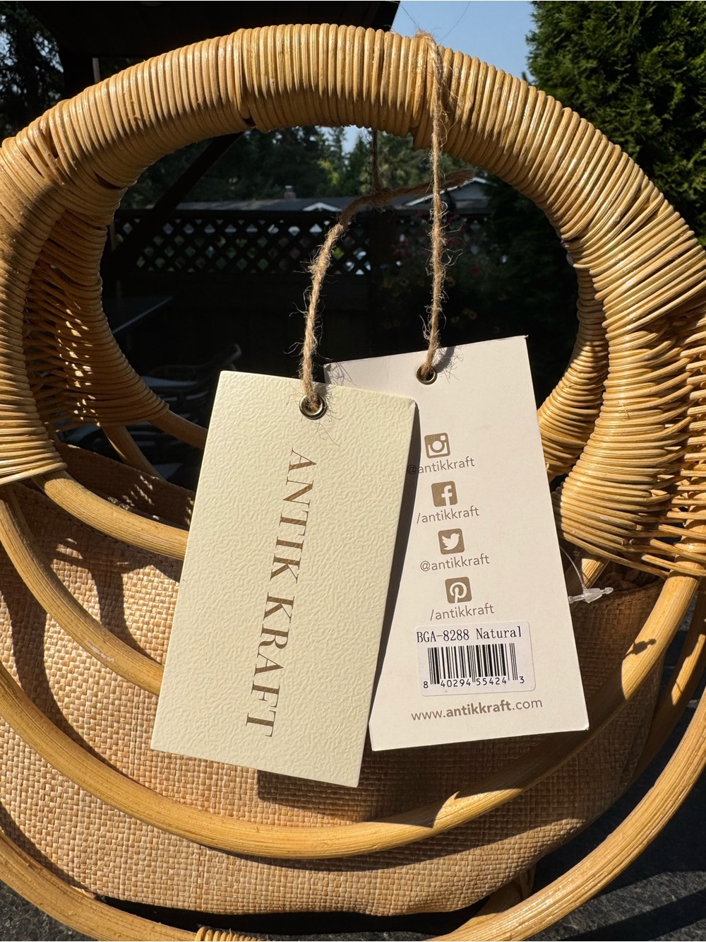 NEW Antik Kraft Wicker Structured Handheld vacation bag- Natural - Picture 8 of 8
